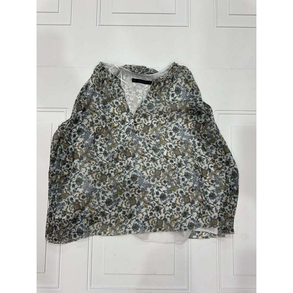 Zara Basic Floral Paisley Print Blouse Sleeveless Style Sheer Ladies Size M